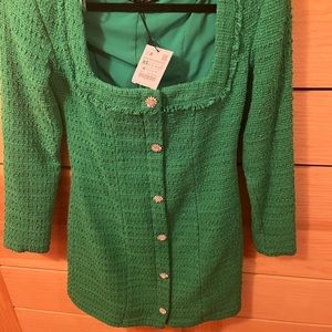 ZARA Kelly Green Tweed Dress